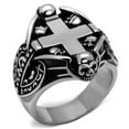 thumbnail image 1 of Luxe Jewelry Designs Men's Stainless Steel Cross and Skull Design Ring with Black Jet Epoxy - Size, 1 of 4