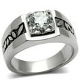 thumbnail image 1 of Luxe Jewelry Designs Men's Stainless Steel Leaf Design Ring with Round Cubic Zirconia - Size 9 (Pack, 1 of 4