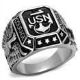 thumbnail image 1 of Luxe Jewelry Designs Men's Stainless Steel Navy Themed Ring with Black Jet Epoxy - Size 13 (Pack of, 1 of 4