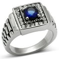 thumbnail image 1 of Luxe Jewelry Designs Men's Stainless Steel Pave Ring with Blue Montana Synthetic Glass Stone - Size, 1 of 4