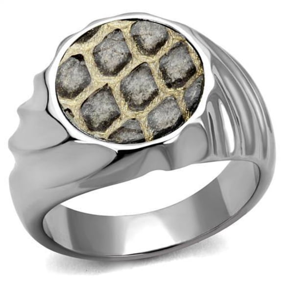 Luxe Jewelry Designs Men's Stainless Steel Ring with Animal Pattern Leather, Size 8 (Pack of 2)