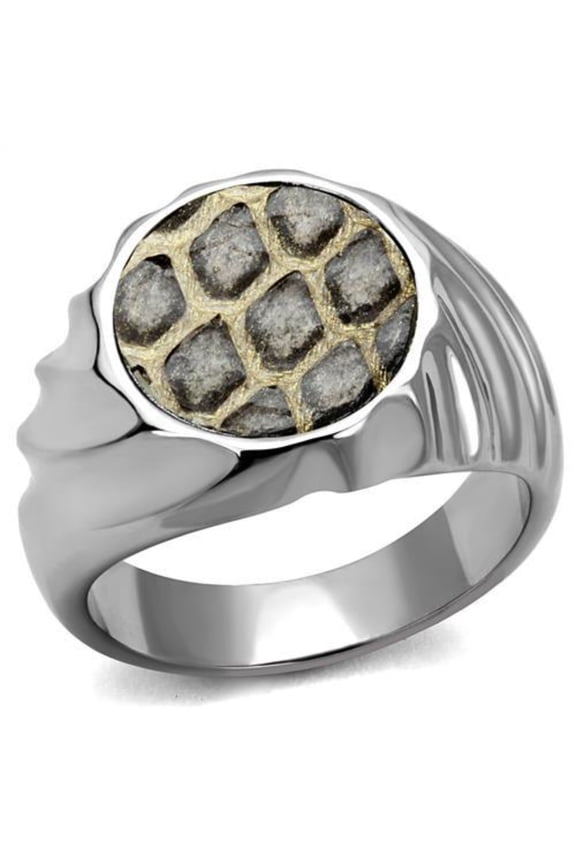Luxe Jewelry Designs Men's Stainless Steel Ring with Animal Pattern Leather, Size 8 (Pack of 2)