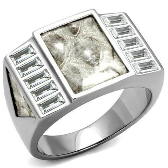 Luxe Jewelry Designs Men's Stainless Steel Ring with CZ, Size 13