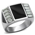 thumbnail image 1 of Luxe Jewelry Designs Men's Stainless Steel Ring with Rectangular Clear Crystals and Epoxy - Size 9, 1 of 4