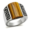 thumbnail image 1 of Luxe Jewelry Designs Men's Stainless Steel Ring with Smoked Quartz Semi Precious Tiger Eye Stone -, 1 of 4