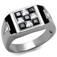 thumbnail image 1 of Luxe Jewelry Designs Men's Stainless Steel Ring with Square Black Jet Cubic Zirconia, Size 10, 1 of 4