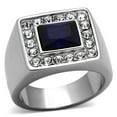 thumbnail image 1 of Luxe Jewelry Designs Men's Stainless Steel Ring with Square Montana Synthetic Glass Stone - Size 13, 1 of 4