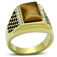 thumbnail image 1 of Luxe Jewelry Designs Men's Stainless Steel Ring with Topaz Brown Synthetic Tiger Eye Stone - Size 10, 1 of 4
