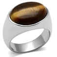 thumbnail image 1 of Luxe Jewelry Designs Men's Stainless Steel Ring with Topaz Tiger Eye Semi Precious Stone - Size 12, 1 of 4