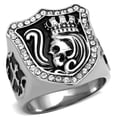 thumbnail image 1 of Luxe Jewelry Designs Men's Stainless Steel Skull Shaped Ring with Clear Crystals - Size 10, 1 of 4