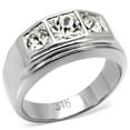 thumbnail image 1 of Luxe Jewelry Designs Men's Stainless Steel Three Stone Ring with Top Grade Crystal - Size 9 (Pack of, 1 of 4