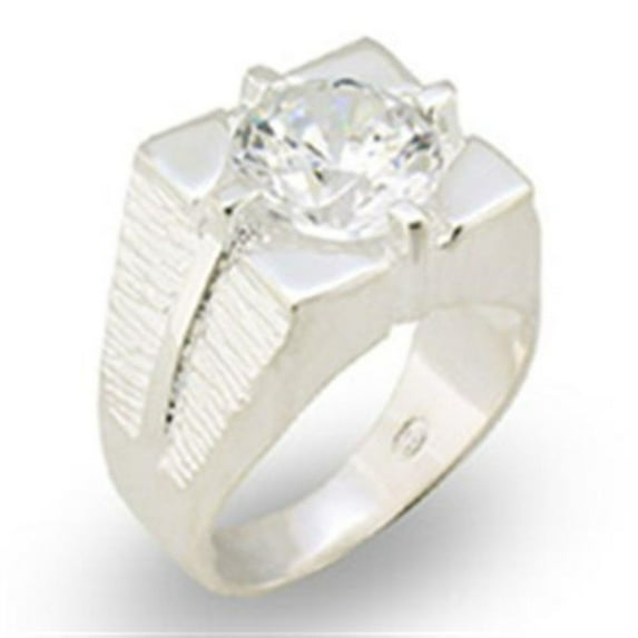 Luxe Jewelry Designs Men's Sterling Silver Ring with Cubic Zirconia - Size 12