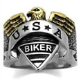 thumbnail image 1 of Luxe Jewelry Designs Men's Two Tone Gold Ion Plated Stainless Steel Biker Ring with Black Jet Epoxy, 1 of 4