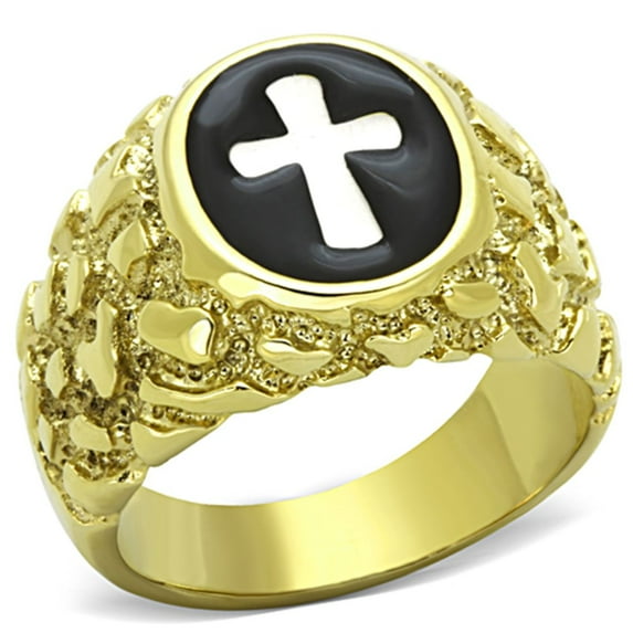 Luxe Jewelry Designs Men's Two Tone Gold Ion Plated Stainless Steel Ring - Size 12 (Pack of 2)