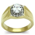 thumbnail image 1 of Luxe Jewelry Designs Men's Two Tone Gold Ion Plated Stainless Steel Ring with Oval CZ - Size 10, 1 of 4