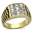 thumbnail image 1 of Luxe Jewelry Designs Men's Two-Tone IP Gold Plated Stainless Steel Ring with Clear Crystals - Size, 1 of 4