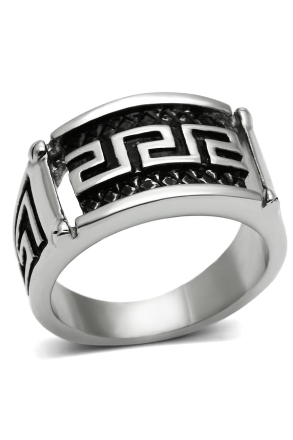 Luxe Jewelry Designs Men's Zig Zag Shaped Stainless Steel Ring - Size 8 (Pack of 2)