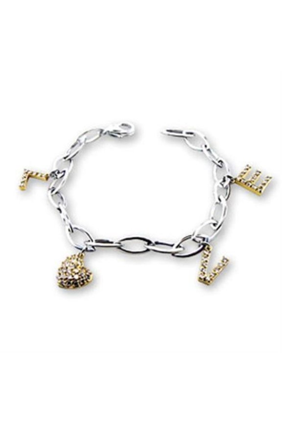 Luxe Jewelry Designs Reverse Two-Tone Sterling Silver Women's Bracelet with Cubic Zirconia