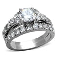 thumbnail image 1 of Luxe Jewelry Designs Set of 2 Stainless Steel Women's Wedding Rings with Round CZ Stone - Size 7, 1 of 4