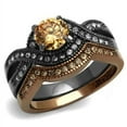 thumbnail image 1 of Luxe Jewelry Designs Set of 2 Women's IP Stainless Steel Wedding Rings with Champagne CZ Stones,, 1 of 4