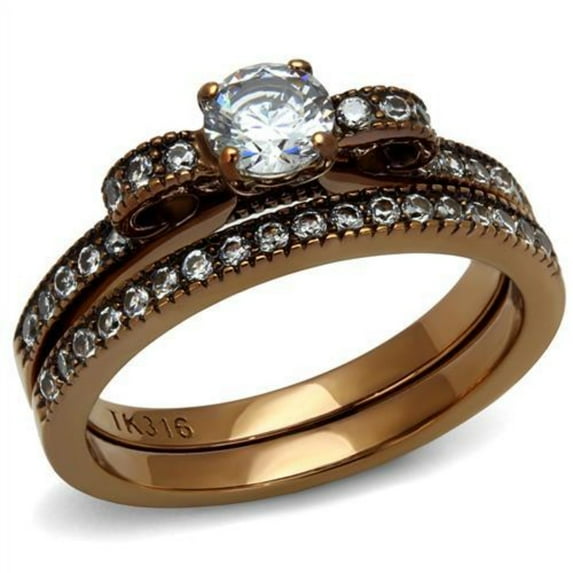 Luxe Jewelry Designs Set of 2 Women's Stainless Steel Knot and Bow Wedding Rings with CZ Stones,
