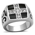 thumbnail image 1 of Luxe Jewelry Designs Stainless Steel Cross Design Men's Ring with Top Grade Crystal - Size 13, 1 of 4