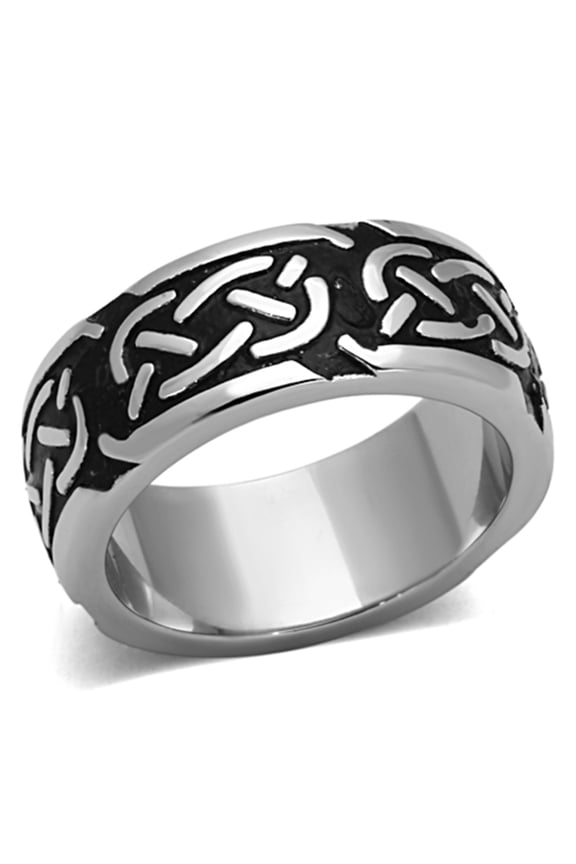Luxe Jewelry Designs Stainless Steel Men's Celtic Ring with Black Jet Epoxy - Size 12 (Pack of 2)