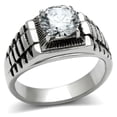 thumbnail image 1 of Luxe Jewelry Designs Stainless Steel Men's Ring with Cubic Zirconia Stone - Size 10 (Pack of 2), 1 of 4