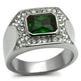 thumbnail image 1 of Luxe Jewelry Designs Stainless Steel Men's Ring with Emerald Synthetic Glass Stones - Size 9, 1 of 4