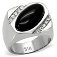thumbnail image 1 of Luxe Jewelry Designs Stainless Steel Men's Ring with Semi Precious Black Jet Agate - Size 9, 1 of 4
