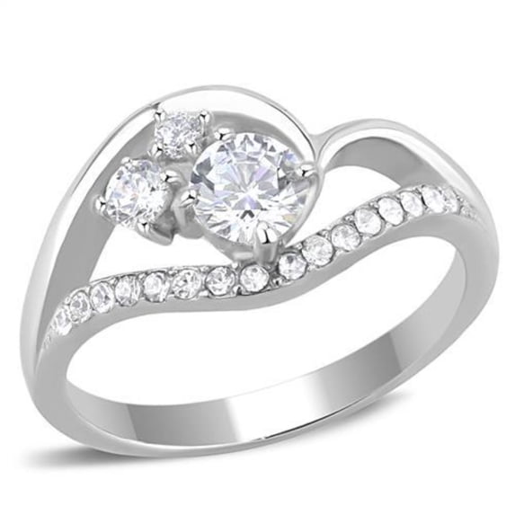 Luxe Jewelry Designs Stainless Steel Pave Women's Engagement Ring with Round CZ - Size 9 (Pack of 2)