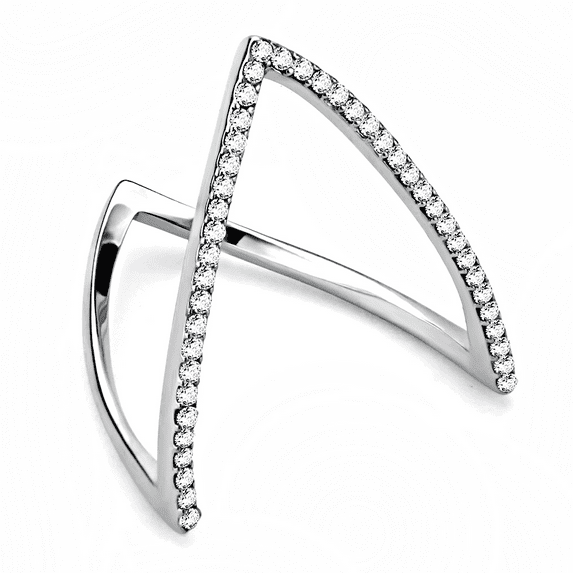 Luxe Jewelry Designs Stainless Steel Stackable Women's Ring with Round Cubic Zirconia - Size 8 (Pack