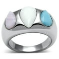thumbnail image 1 of Luxe Jewelry Designs Stainless Steel Tapered Women's Ring with Multi Color Synthetic Glass Stones -, 1 of 4