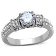 thumbnail image 1 of Luxe Jewelry Designs Stainless Steel Women's Engagement Pave Ring with Cubic Zirconia - Size 8 (Pack, 1 of 4