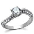thumbnail image 1 of Luxe Jewelry Designs Stainless Steel Women's Engagement Ring with Round Scallop CZ Stone - Size 10, 1 of 4