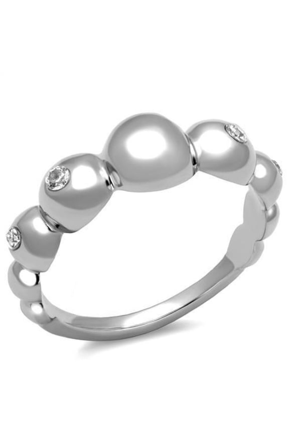 Luxe Jewelry Designs Stainless Steel Women's Gypsy Ring with Round Cubic Zirconia - Size 7 (Pack of