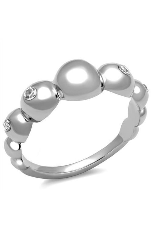 Luxe Jewelry Designs Stainless Steel Women's Gypsy Ring with Round Cubic Zirconia - Size 9 (Pack of