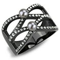 thumbnail image 1 of Luxe Jewelry Designs Stainless Steel Women's Ring with Gray Synthetic Pearl - Size 8 (Pack of 2), 1 of 4