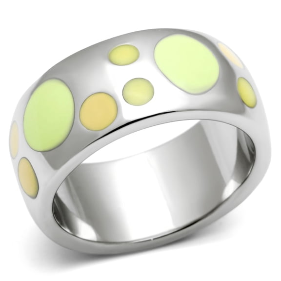 Luxe Jewelry Designs Stainless Steel Women's Ring with Multi Color Epoxy - Size 6 (Pack of 2)