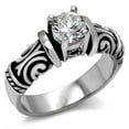 thumbnail image 1 of Luxe Jewelry Designs Stainless Steel Women's Solitaire Ring with Cubic Zirconia - Size 9 (Pack of 2), 1 of 4