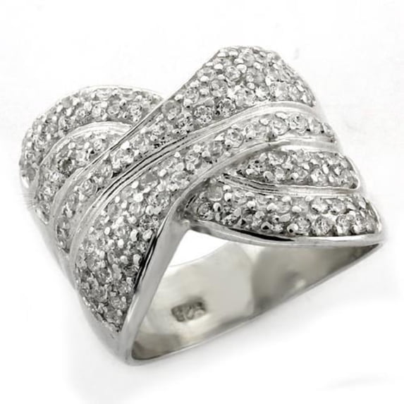 Luxe Jewelry Designs Sterling Silver Women's Ring with Round Cubic Zirconia Stones - Size 6