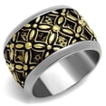 thumbnail image 1 of Luxe Jewelry Designs Two-Tone Gold Ion Plated Stainless Steel Epoxy Black Jet Men's Ring - Size 12, 1 of 4