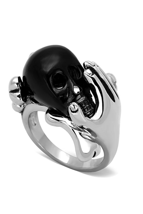 Luxe Jewelry Designs Two-Tone Ion Plated Unisex Ring with Black Jet Epoxy - Size 10 (Pack of 2)