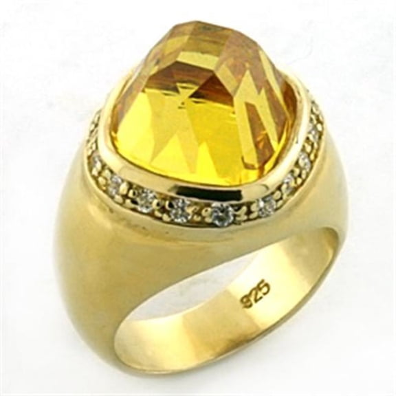 Luxe Jewelry Designs Women's 925 Sterling Silver Ring with AAA Grade Cubic Zirconia Citrine - Size 5