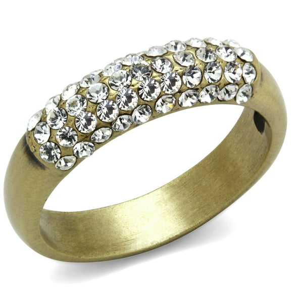 Luxe Jewelry Designs Women's Antique Copper Finish Ring with Clear Top Grade Crystals - Size 7 (Pack