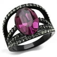 thumbnail image 1 of Luxe Jewelry Designs Women's Black IP Stainless Steel Engagement Ring with Amethyst and Clear, 1 of 4