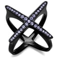 thumbnail image 1 of Luxe Jewelry Designs Women's Black IP Stainless Steel Ring with Amethyst Crystals - Size 8, 1 of 4