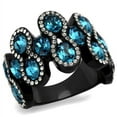 thumbnail image 1 of Luxe Jewelry Designs Women's Black IP Stainless Steel Ring with Aquamarine Crystals and Clear Stones, 1 of 4