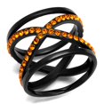 thumbnail image 1 of Luxe Jewelry Designs Women's Black IP Stainless Steel Ring with Orange Crystals - Size 6, 1 of 4