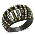 thumbnail image 1 of Luxe Jewelry Designs Women's Black IP Stainless Steel Tapered Ring with Multi Color Crystals - Size, 1 of 4